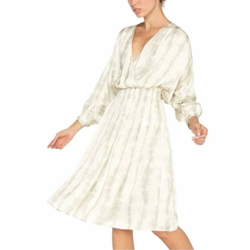 Brochu Walker watercolor‎ wrap ivory midi dress XS women’s